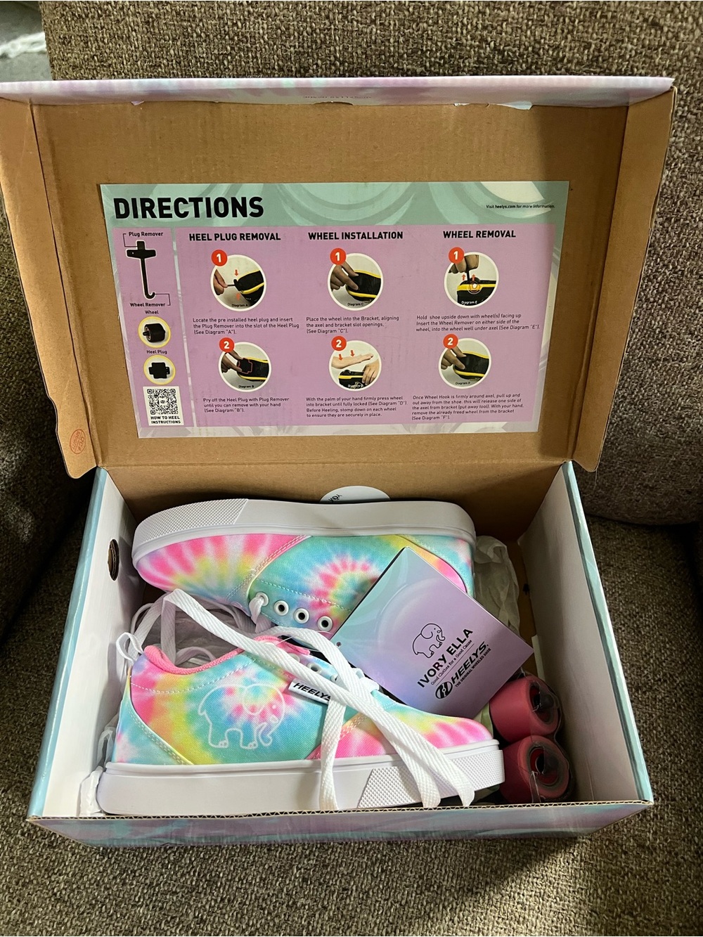 Heelys Kids Tie-Dye Sneakers with Pink Wheels